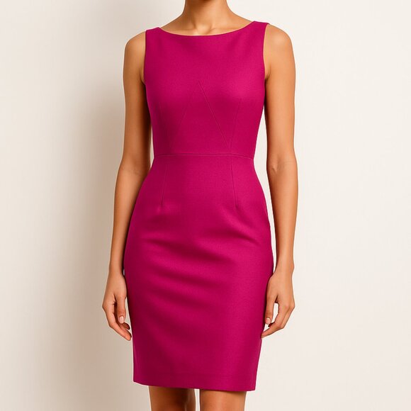 Diane Von Fursternberg Vintage Magenta Wool Sleeveless Sheath Dress - Picture 1 of 7